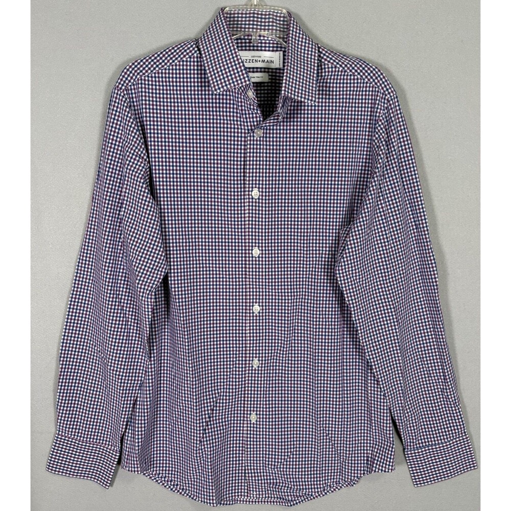 NWOT Mizzen Main Leeward Performance Shirt Mens M Check Plaid Button Up Trim